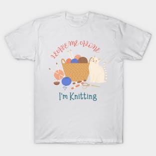 Leave Me Alone I'm Knitting Cute Funny Cat T-Shirt